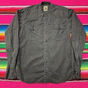 VTG Diesel Shirt Men M Black Band Collar Elbow Patches Y2K Double Breasted